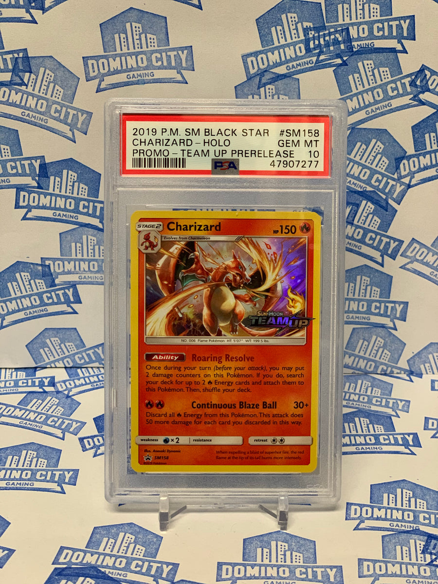 2019 charizard pokemon card 2019 Charizard Pokemon S&M Black Star Promo 158 Team Up Prerelease Pro –  Domino City Gaming