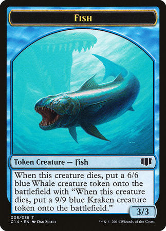 Fish // Zombie (Blue) Double-sided Token [Commander 2014 Tokens]