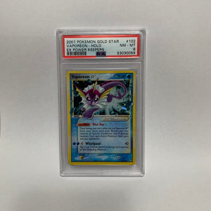2007 Pokmon Vaporeon Gold Star Holo Ex Power Keepers #102 PSA 8 NM-MI Domino City Gaming 2007 Pokmon Vaporeon Gold Star Holo Ex Power Keepers #102 PSA 8 NM-MI Domino City Gaming