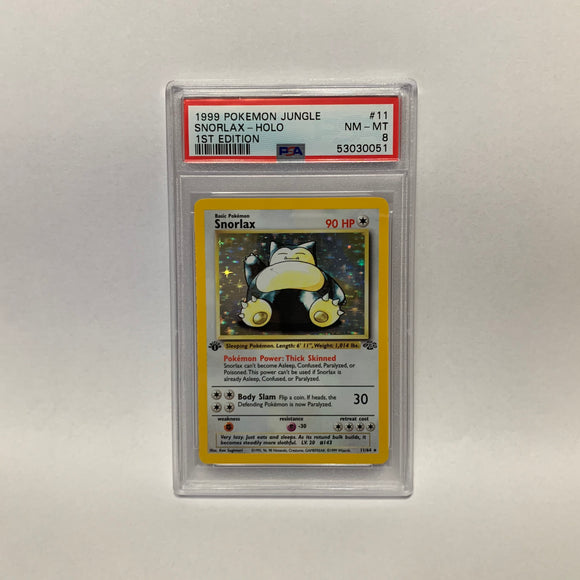 first edition snorlax card 1999 Pokémon Snorlax Jungle 1st Edition Holo #11 PSA 8 NM-MT – Domino City Gaming
