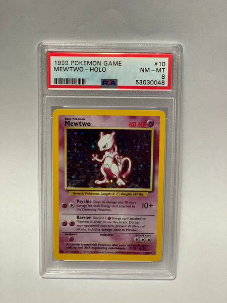 1999 Pokémon Mewtwo Base Set Unlimited Holo #10 PSA 8 NM-MT – Domino City Gaming